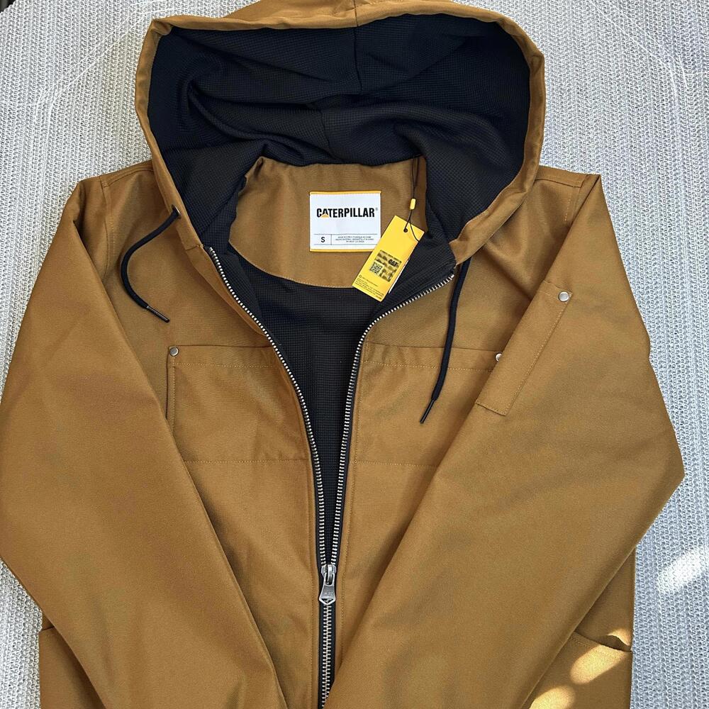 Caterpillar CAT Work Light Jacket Men's Small‎ Bronze Yellow Hooded NWT